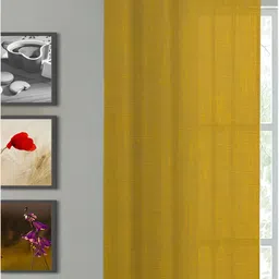 HOMEMONDE Yellow Cotton Eyelet Sheer Door Curtains-image-7
