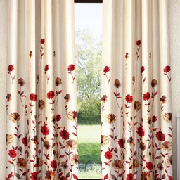 Home Sizzler Maroon & Cream Coloured 2 Pieces Floral Room Darkening Door Curtains-image-97