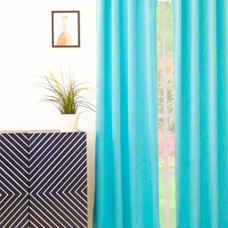 Ariana Teal Blue Solid Single Black Out Long Door Curtain-picture-12