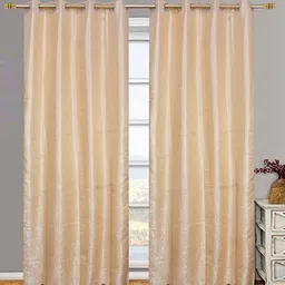 Fresh From Loom Cream-Coloured Set of 2 Room Darkening Door Curtain-image-60