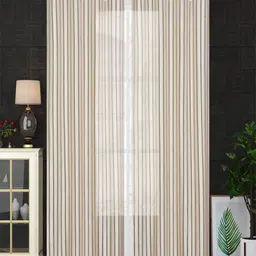 Homefab India Cream-Coloured Set of 2 Sheer Long Door Curtains-picture-8