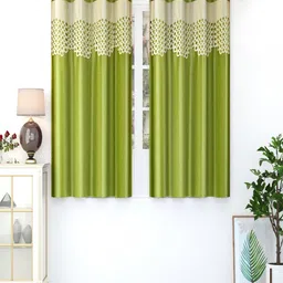 Homefab India Green Set of 2 Window Curtain-picture-5
