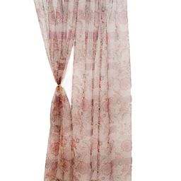 ZEBA Beige & Red Floral Printed Sheer Door Curtains-picture-0