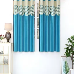 Homefab India Turquoise Blue & White Set of 2 Window Curtain-picture-21