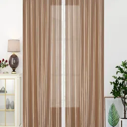 Homefab India Brown Set of 2 Sheer Window Curtain-picture-4