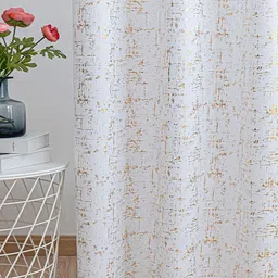 URBAN SPACE White & Gold-Toned Printed Black Out Door Curtain image 4