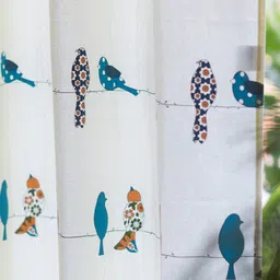 URBAN SPACE White & Blue 2 Pieces Quirky Printed Cotton Door Curtain image 3