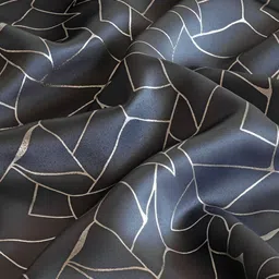 HOMEMONDE Grey & Silver Toned 2 Pieces Abstract Printed Black Out Window Curtains image 2