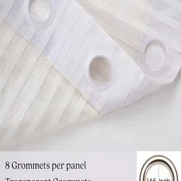 Kuber Industries Cream Striped Window Curtain image 4