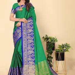 Leeza Store Ethnic Motifs Woven Design Zari Banarasi Saree-picture-18