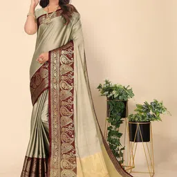 Leeza Store Ethnic Motifs Woven Design Zari Banarasi Saree-picture-16