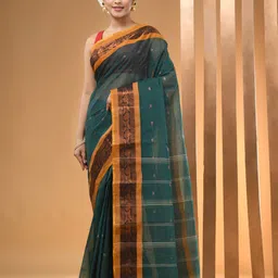 Arhi Ethnic Motifs Woven Design Pure Cotton Taant Saree-image-6