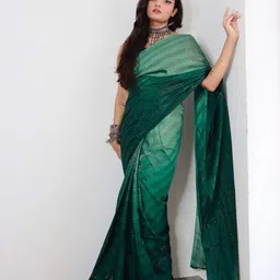 Mitera Striped Zari Pure Chiffon Ready to Wear Leheriya Saree-image-0