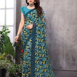 The Textile Hub Floral Printed Pure Georgette Saree-picture-26