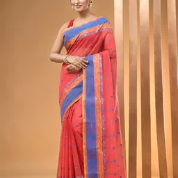 Arhi Ethnic Motifs Woven Design Pure Cotton Taant Saree-image-22