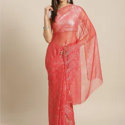 KALINI Ethnic Motifs Woven Design Brasso Saree image 1