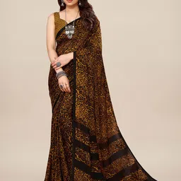 ANAND SAREES Animal Printed Pure Georgette Saree-image-32