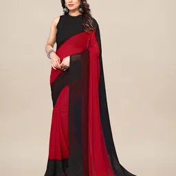 moda rapido ANAND SAREES Colourblocked Pure Georgette Saree-picture-11