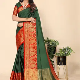 Leeza Store Ethnic Motifs Woven Design Zari Banarasi Saree-picture-15