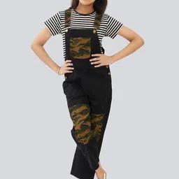 Olele Kids Girls Camouflage Printed  Dungarees-image-1