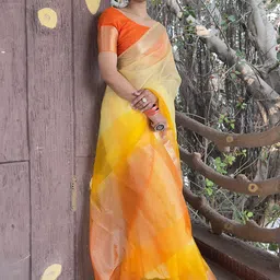 DIVASTRI Tie and Dye Zari Organza Saree image 2