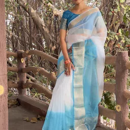 DIVASTRI Ombre Zari Organza Leheriya Saree image 2