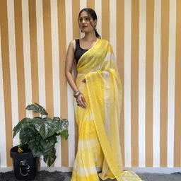 Mitera Striped Pure Chiffon Ready to Wear Saree image 5