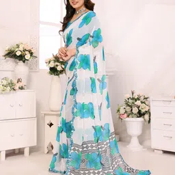 Ambuja International Floral Mirror Work Pure Georgette Saree image 4