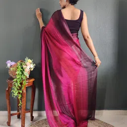 Mitera Striped Zari Pure Crepe Ready to Wear Saree image 4