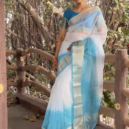 DIVASTRI Ombre Zari Organza Leheriya Saree image 3