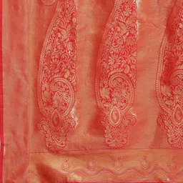 KALINI Red & Gold-Toned Ethnic Motifs Zari Silk Blend Kanjeevaram Saree image 5