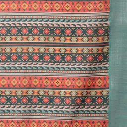 Ambuja International Floral Printed Zari Pure Linen Saree image 2