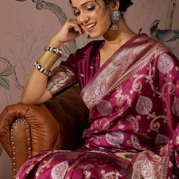 Sangria Woven Design Banarasi Saree With Blouse Piece-picture-34