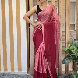 Mitera Striped Pure Chiffon Ready to Wear Saree image 3
