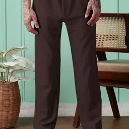 foxter Men Solid Brown Track Pants image 5