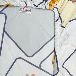 FABINALIV White & Grey Cartoon Characters 300 TC King Bedsheet with 2 Pillow Covers image 5