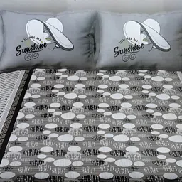 Signature Grey & White 150 TC Queen Bedsheet with 2 Pillow Covers-image-56