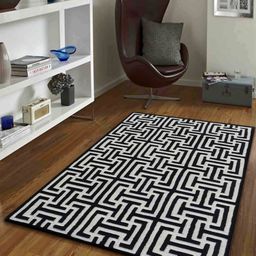 PRESTO Black & White Geometric Hand Tufted Wool Carpet-picture-7