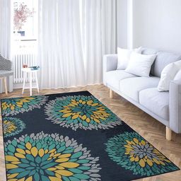 PRESTO Blue Floral Printed Anti Skid Carpet-picture-48