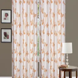 Homefab India Gold-Toned & White Set of 2 Floral Door Curtain-picture-27