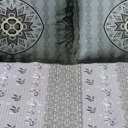 Signature Grey & Off White Ethnic Motifs 150 TC Queen Bedsheet with 2 Pillow Covers image 3