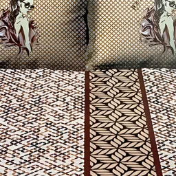 Signature Maroon & Black Geometric 150 TC Queen Bedsheet with 2 Pillow Covers image 4