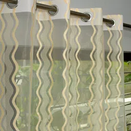 Aura Cream 2 Pieces Sheer Window Curtains image 3