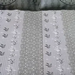 Signature Grey & Off White Ethnic Motifs 150 TC Queen Bedsheet with 2 Pillow Covers image 4