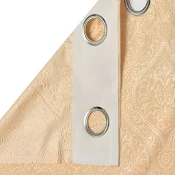 Aura Cream-Coloured 2 Pieces Self Design Velvet Room Darkening  Window Curtains image 3