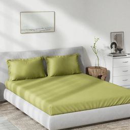 DDecor Green 180 TC Cotton King Bedsheet with 2 Pillow Covers-picture-6