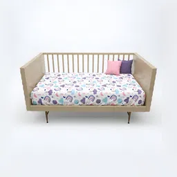 MAFATLAL White & Purple Cartoon Characters 180 TC Crib Bedsheet-picture-38