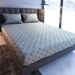 MAYFAIR HOMES LONDON Blooming Tales Grey 108 TC Cotton King Bedsheet & 2 Pillow Covers-picture-10