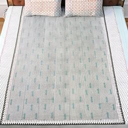 Art Avenue White & Blue Geometric 120 TC King Bedsheet with 2 Pillow Covers-picture-13