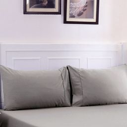 MASPAR Grey Pure Cotton 200 TC Fitted Queen Bedsheet with 2 Pillow Covers-picture-20